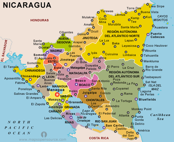 nicaragua-political-map