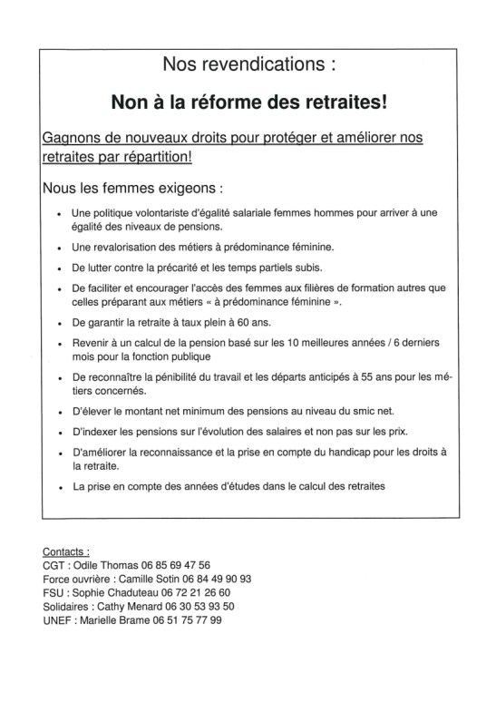 Communiqué Intersyndical Femmes du Loiret 1