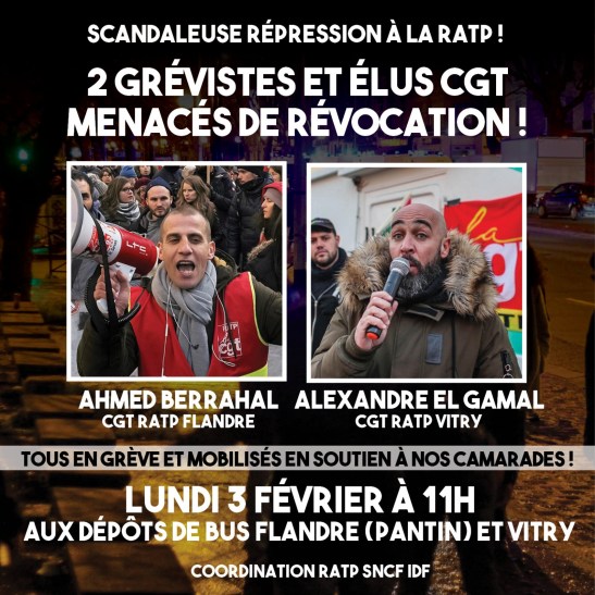 Rassemblements Ahmed Flandre et Alex Vitry lundi 11h