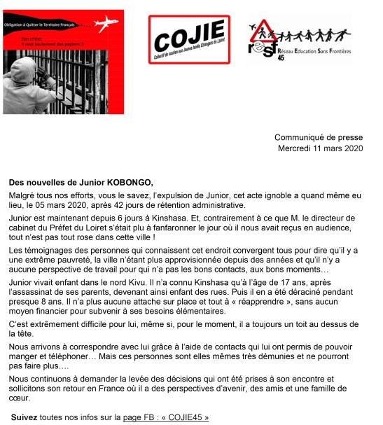 Microsoft Word - JuniorKOBONGO CommPresse 11Mars20.doc